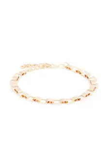 AMI Women Rose Gold Cubic Zirconia Rose Gold-Plated Wraparound Bracelet