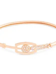 AMI Women Rose Gold Brass Cubic Zirconia Rose Gold-Plated Kada Bracelet