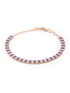 AMI Women Purple & Rose Gold-Plated Cubic Zirconia Wraparound Bracelet