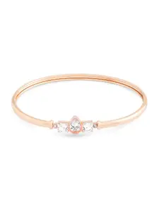 AMI Women Rose Gold & White Brass Cubic Zirconia Rose Gold-Plated Kada Bracelet
