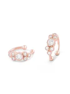 AMI Rose Gold Contemporary Half Hoop Earrings