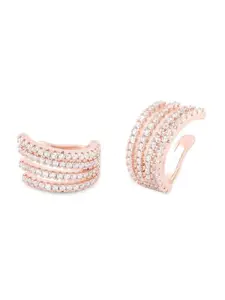 AMI Rose Gold-Plated & White Contemporary Hoop Earrings