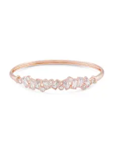 AMI Women White Brass Cubic Zirconia & Rose Gold-Plated Kada Bracelet
