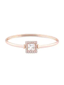 AMI Women Rose-Gold Plated & White Brass Cubic Zirconia Kada Bracelet