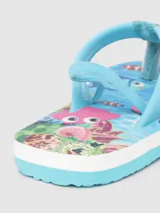 toothless Kids Girls Blue Printed Thong Flip-Flops