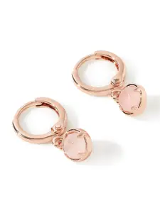 Accessorize London Gold-Plated Pink Quartz Drop Hoop Earrings