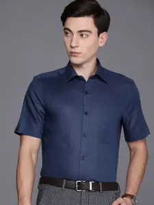 Louis Philippe Men Navy Blue Solid Classic Fit Formal Shirt