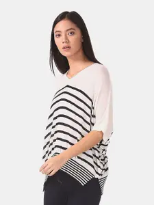 U.S. Polo Assn. U S Polo Assn White & Black Striped Kaftan Top