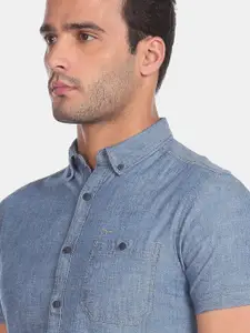 Flying Machine Men Blue Pure Cotton Casual Shirt