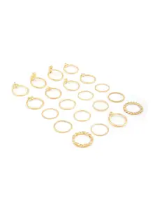 Zaveri Pearls Set Of 20 Gold-Plated White Stone-Studded Finger Rings