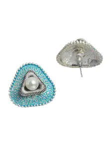 Priyaasi Silver-Toned Contemporary Studs Earrings