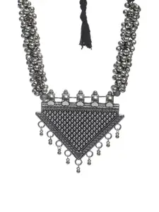 Priyaasi Silver-Toned German Silver Silver-Plated Oxidised Necklace