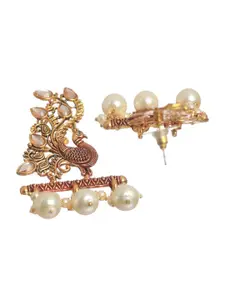 Priyaasi Gold-Plated Peacock Shaped Drop Earrings