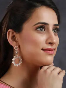 Priyaasi Silver-Toned Set of 2 Pearl Studded Drop Earrings