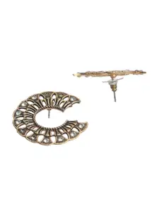 Priyaasi Gold-Toned Textured Studs Earrings