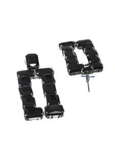 Priyaasi Black & Silver Plated Contemporary Drop Earrings