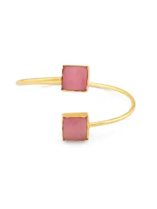 Zaveri Pearls Gold-Plated Pink Brass Kada Bracelet