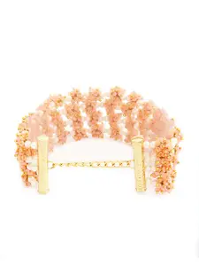 Zaveri Pearls Women Peach-Coloured Gold-Plated Wraparound Bracelet