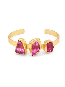 Zaveri Pearls Pink Brass Gold-Plated Cuff Bracelet
