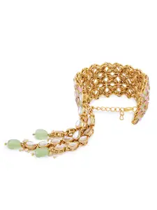 Zaveri Pearls Women Gold-Toned & Green Gold-Plated Wraparound Bracelet
