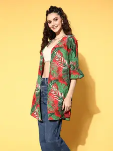 Berrylush Women Deep Red Printed Vacay Attire