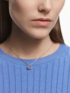 SWAROVSKI Silver-Toned & Blue Rhodium-Plated Necklace