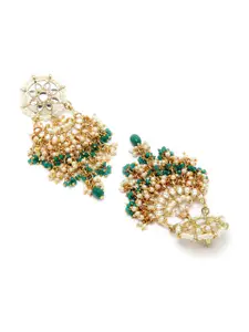 KARATCART Gold-Plated Green Contemporary Chandbalis Earrings