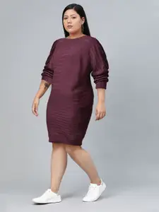 The Roadster Lifestyle Co. Maroon Acrylic Knitted Jumper Dress