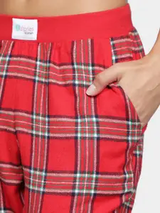 BStories Women Red Checked Cotton Lounge Pants