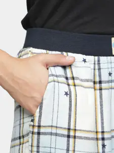 BStories Women Navy Blue & White Checked Cotton Joggers