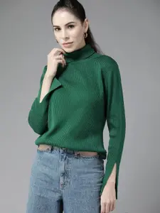 Roadster Women Green Solid Pullover