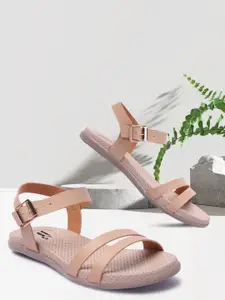 TWIN TOES Cream-Coloured Textured Block Sandals