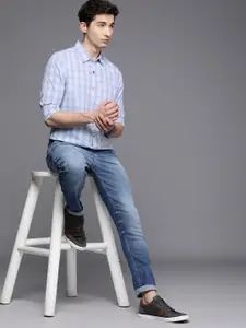 WROGN Men Blue Slim Fit Checked Casual Shirt