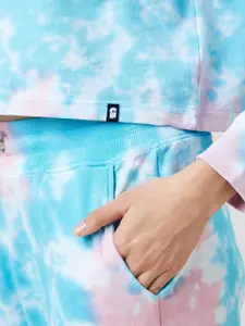 The Souled Store Women Blue Tie Dye Printed T-Shirt & Joggers