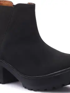 FASHIMO Women Black Chelsea Heel Boots