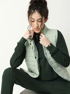 RAREISM Women Green Solid Cotton Sweatshirt