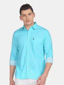 U.S. Polo Assn. U S Polo Assn Men Blue Printed Casual Shirt