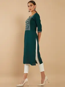 Soch Women Green Geometric Printed Kurta