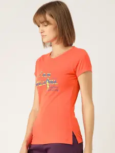 Sweet Dreams Women Orange Printed Lounge T-Shirt