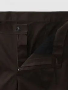 Van Heusen Men Brown Textured Pleated Trousers