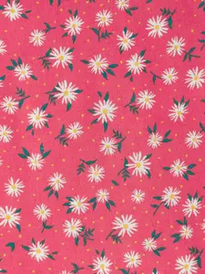 People Pink & White Floral Print Layered Flared Sleeves Top