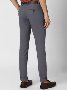 V Dot Men Navy Blue Slim Fit Trousers