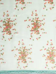 kasee Blue & Orange Floral Embroidered Organza Saree