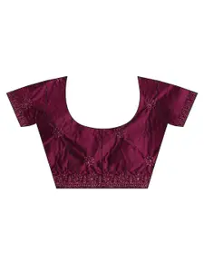 kasee Peach-Coloured Floral Embroidered Art Silk Saree