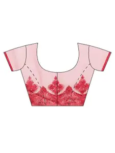 kasee Red Floral Embroidered Net Saree