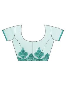 kasee Blue Floral Embroidered Net Saree