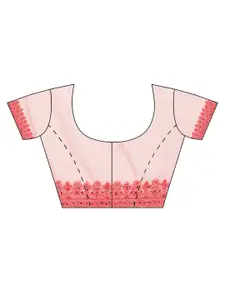 kasee Peach-Coloured Floral Embroidered Net Saree