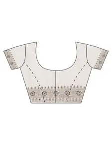 kasee Grey & Fuchsia Floral Embroidered Net Heavy Work Saree