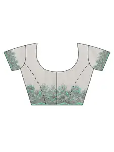 kasee Blue Floral Embroidered Net Saree