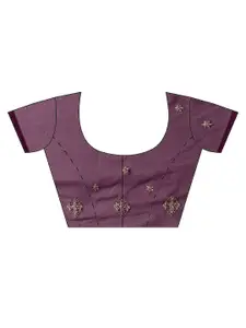 kasee Maroon & Gold-Toned Floral Embroidered Pure Georgette Saree